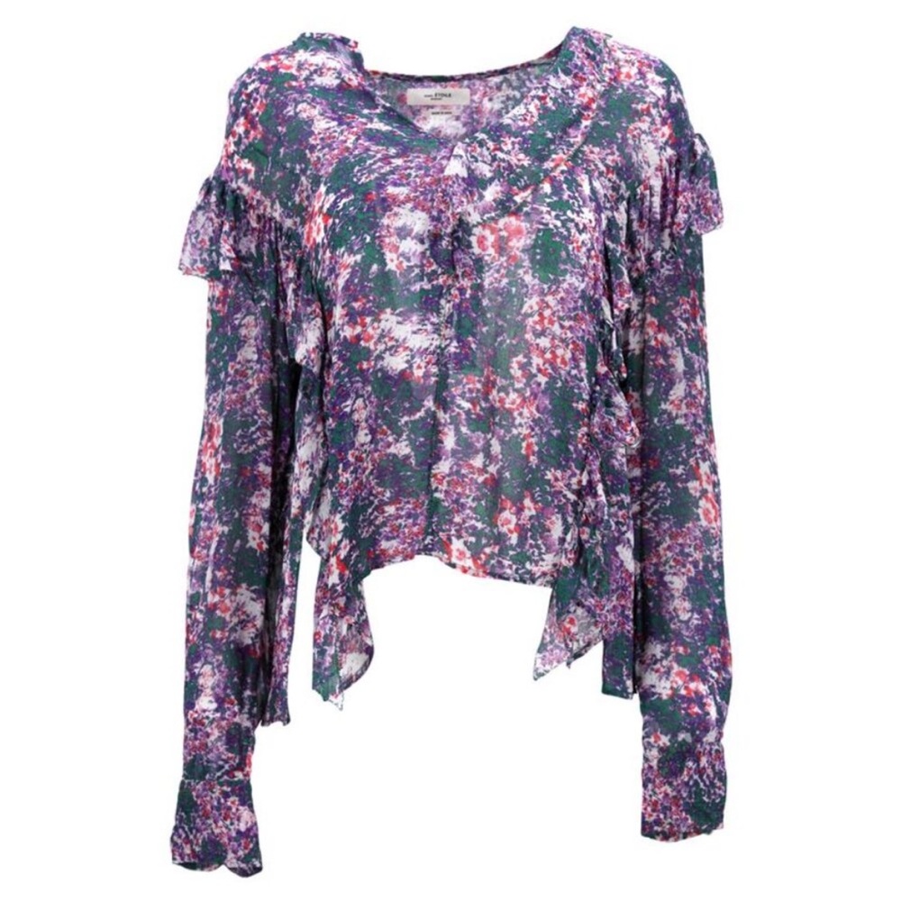 Etoile Isabel Marant Jelby Floral Print With Ruffle Trims Blouse in Multicolor